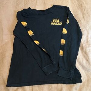 Tiny Whales Stay Golden long sleeve tee boys size 10 100% cotton black